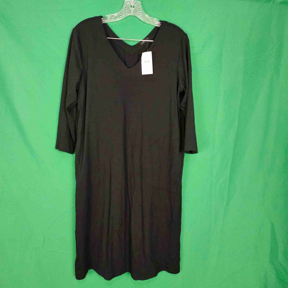 NWT J Jill Womens Black V Neck Tshirt Dress MP Medium Petite